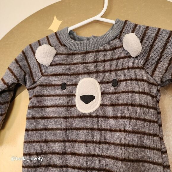 🏖 9M Carter's Super Cozy Woven Bear Onesie - Picture 2 of 4